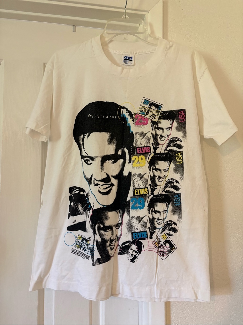 Elvis Presley 1992 USA 29 Cent Stamp T Shirt Size Large Vintage Single Stitch